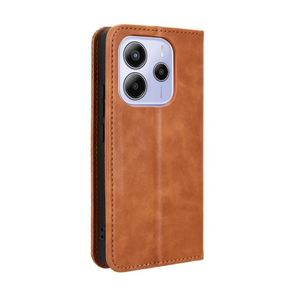 Redmi Note 14 4G - Magnetisk Spänne Retro Textur Läder fodral EU-version Brun