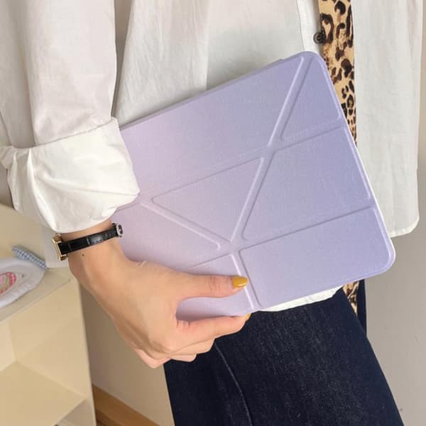 iPad Pro 11 2024 Skal i Regnbågsgradient Y-Fold Läderfodral Gradient lila