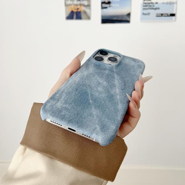 iPhone 16 Pro Denim MagSafe Magnetisk PC + PU Skal Gråblå