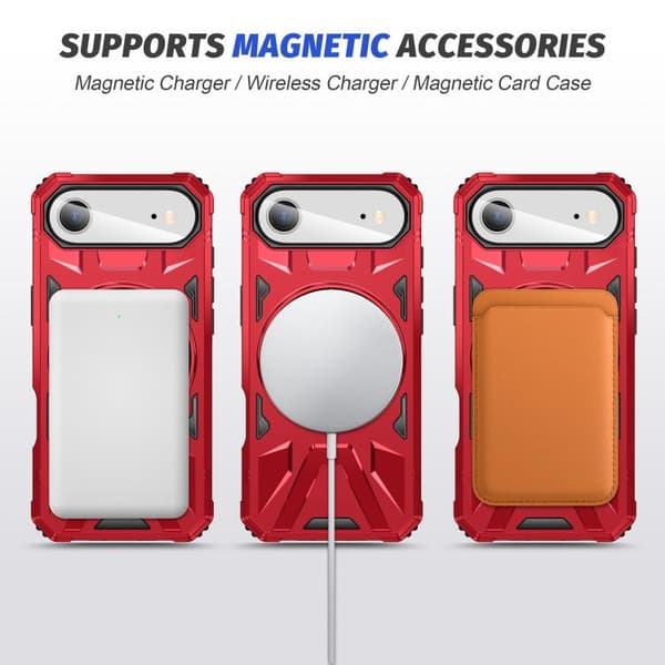iPhone 17 Air Skal med MagSafe Magnetisk Stötsäker och Ringhållare Röd