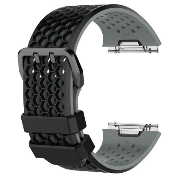 För Fitbit Ionic Two-tone Silicone Watch Band med spänne Black - Grey S