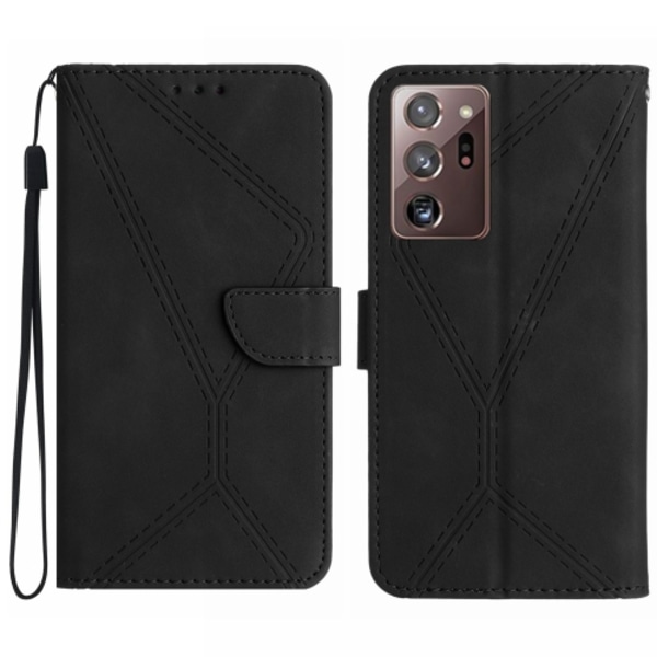 Samsung Galaxy Note20 Ultra Skal i Stitchat Prägling Läder Svart