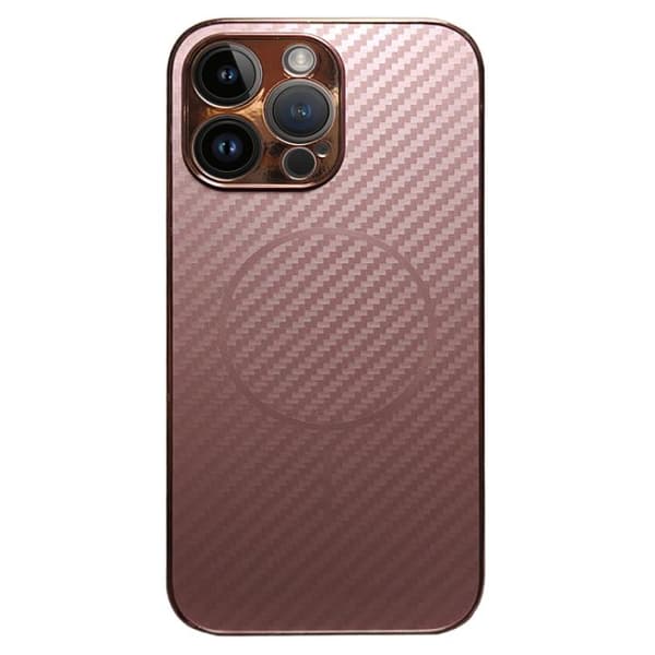 iPhone 16 Pro Max Pläterad Kolfiber MagSafe Fulltäckande Skal Rosa
