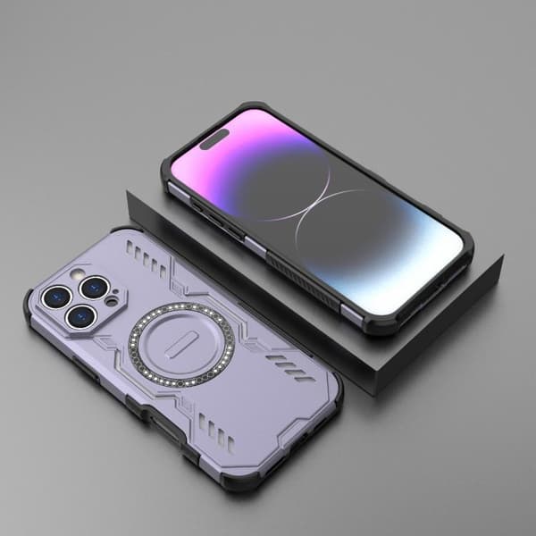 iPhone 16 Pro Max Butterfly Armor MagSafe Magnetisk Ring Stötsäker Skal Purpur