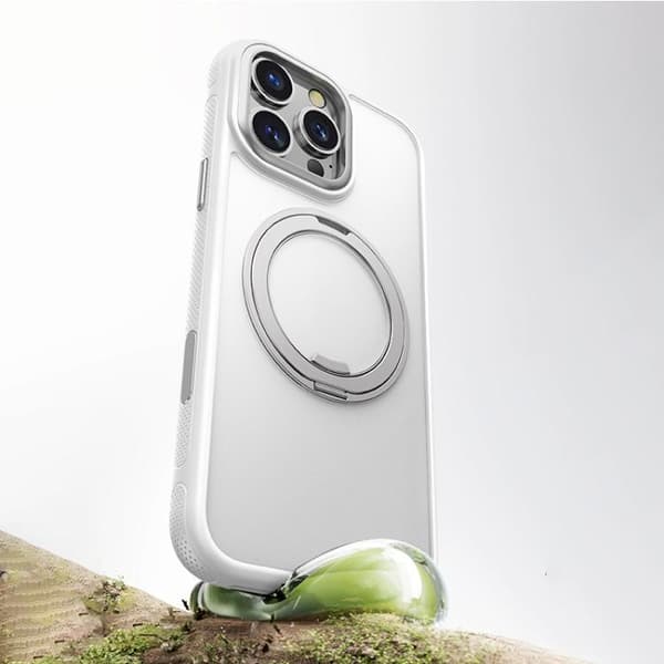 iPhone 16 Pro Max Skal med 360° Rotation och MagSafe Hållare Vit