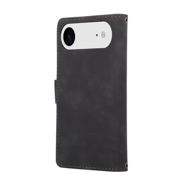 iPhone 17 Air Skal - läder med multifunktionell multi-kortficka Svart
