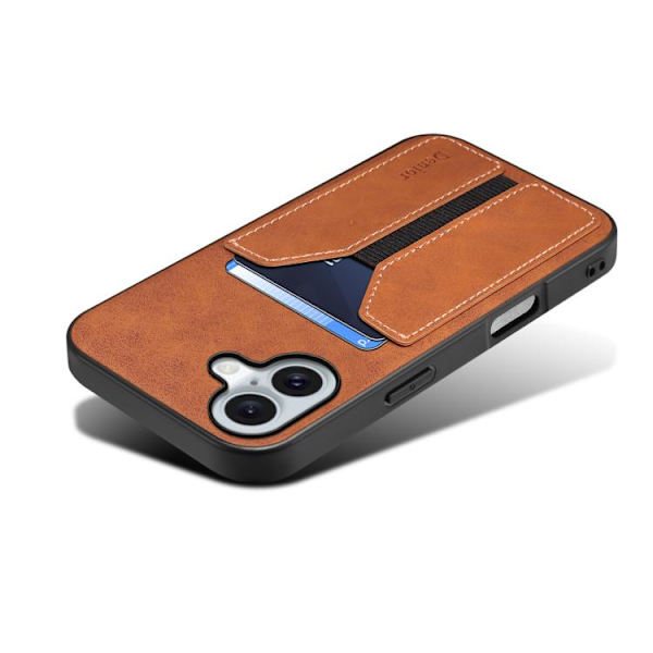 iPhone 17 Skal med elastisk kortfack - PU Brun