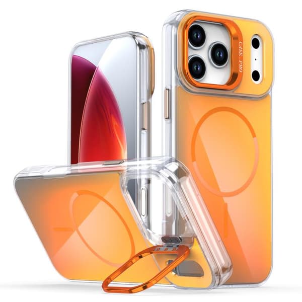 iPhone 18 Pro / iPhone 17 Pro Skal med Gradientfärg och Kickstand för MagSafe Orange