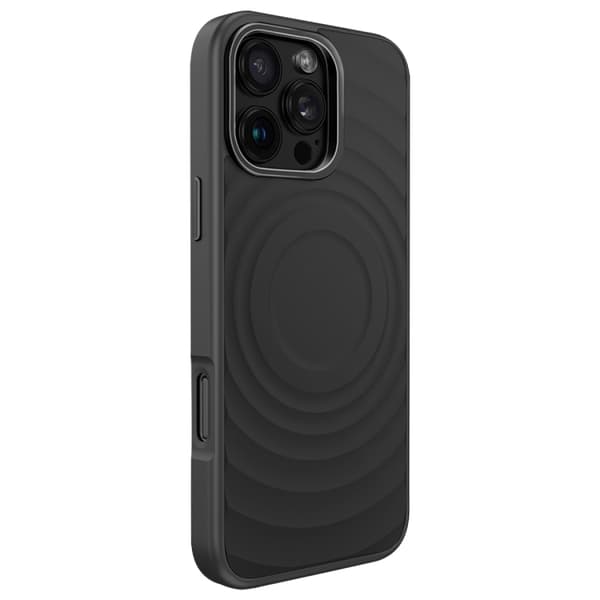 iPhone 16 Pro Wave Texture Liquid Silicone Titanium MagSafe Skal Svart