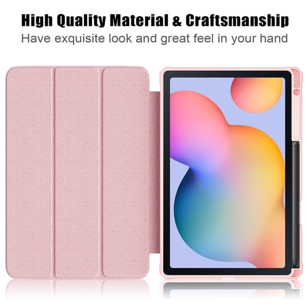Samsung Galaxy Tab S6 Lite 3-Fold Smart Läderfodral Rosa