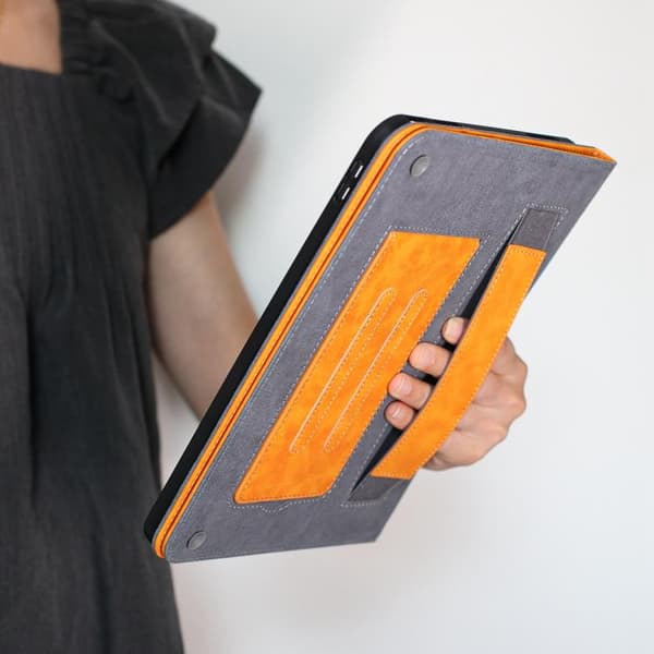 iPad mini 6 / mini 2024 Multifunktionell Handledsrem Skal Läder Fodral Gul