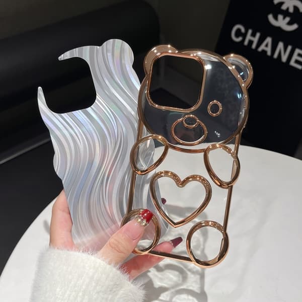 iPhone 16 Pro Bärformad Prägling Elektropläterad Laser TPU Skal Silver