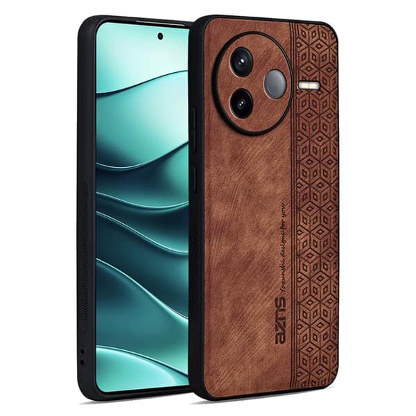 Redmi K80 - 3D Prägad Skinnkänsla Mobilskal Brun