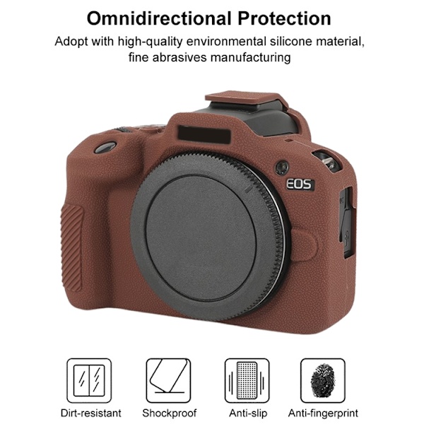 Mjukt silikonfodral med litchikonsistens till Canon EOS R100 Kaffe