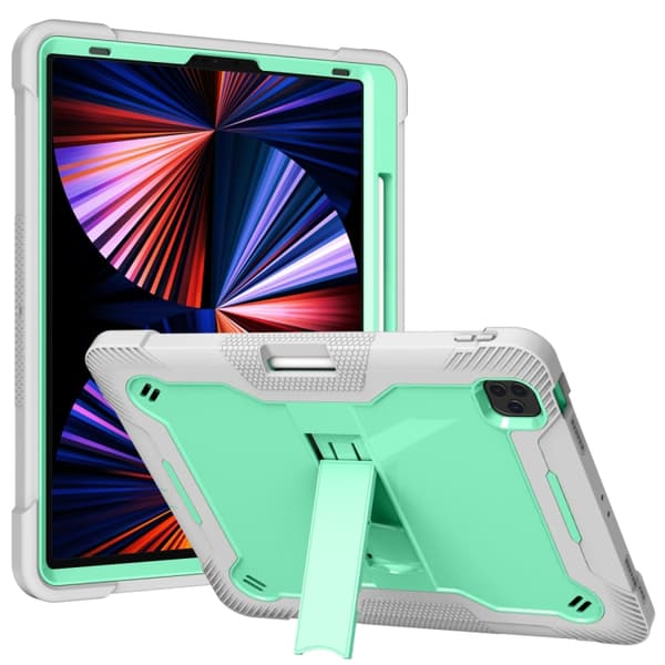 iPad Pro 12.9 (2022/2021/2020/2018) Shockproof Skal i Silikon + PC Mintgrön och grå