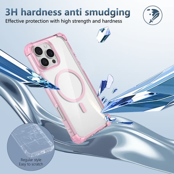 iPhone 16 Pro Transparent MagSafe Magnetisk Skal Rosa