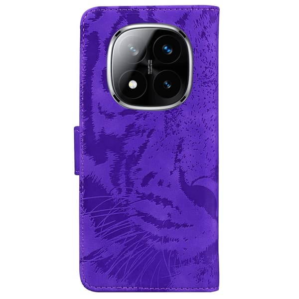 Redmi Note 14 Pro / Note 14 Pro+ 5G - Tiger Prägung Lederhülle Purpur