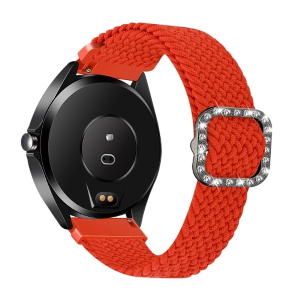 För Garmin Venu 2/Samsung Gear S3/Xiaomi Haylou RS3 22mm Universal Justerbart Flätat Elastiskt Diamond Watch Klockband Orange Red