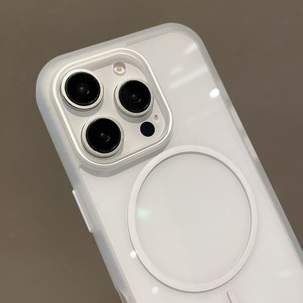 iPhone 16 Pro Max Translucent Armor MagSafe N52 Tunn Cirkel Skal Transparent grå