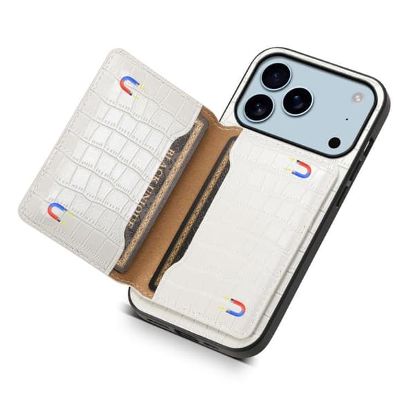 iPhone 18 Pro Max / iPhone 17 Pro Max Skal med Krokodiltextur och Fullt Skyddande Design Vit