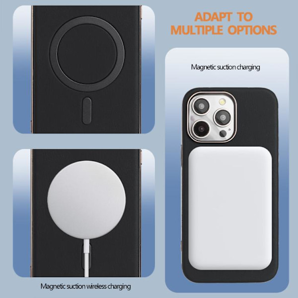 iPhone 16 Pro Solid Color Pläterad MagSafe Full Coverage Skal Svart