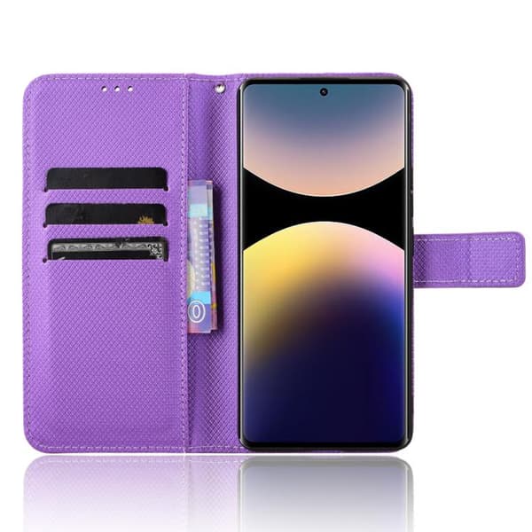 Redmi Note 14 Pro 4G - Diamanttexturerat Läderfodral Purpur