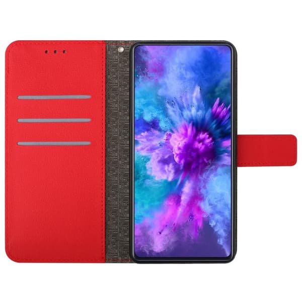 iPhone 18 Pro Max / iPhone 17 Pro Max Skal läderfodral med rhombisk rutmönster Röd