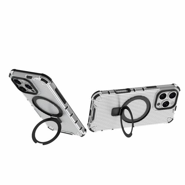 iPhone 16 Pro Max Shockproof Grating Holder Skal - Hållbar och Stöttålig Mobilskal Transparent