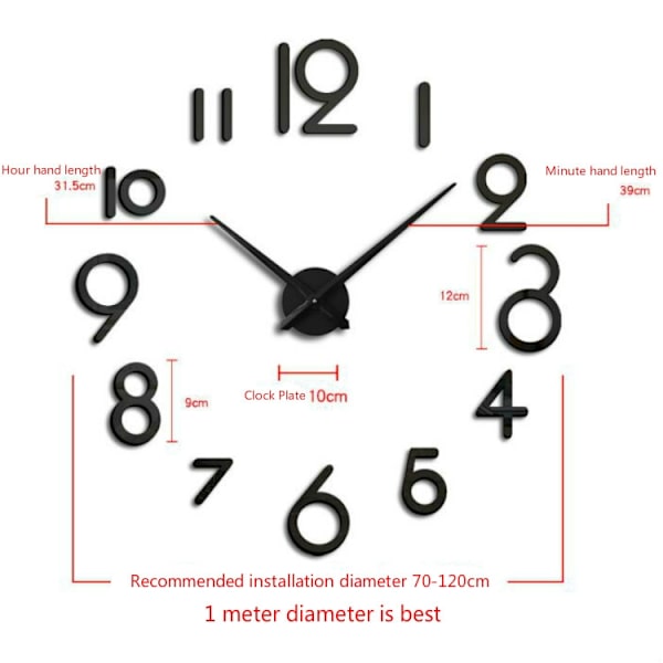 Kreativ DIY Akrylklocka Hem Digital Väggklocka (Guld)