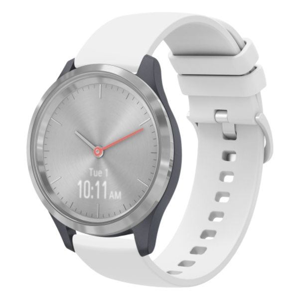 För Garmin Vivomove 3S 18mm enfärgad mjukt watch White