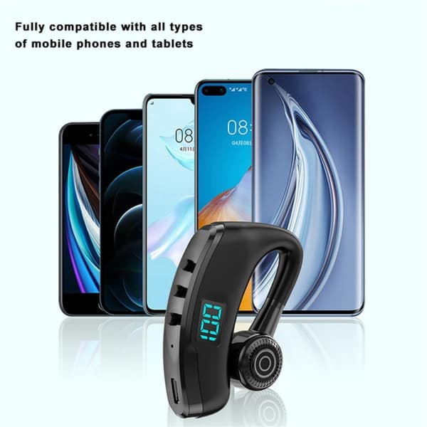 V19S Trådlöst Bluetooth-headset Digital Display Med Laddningsfack Mobil Strömförsörjningsfunktion Blå