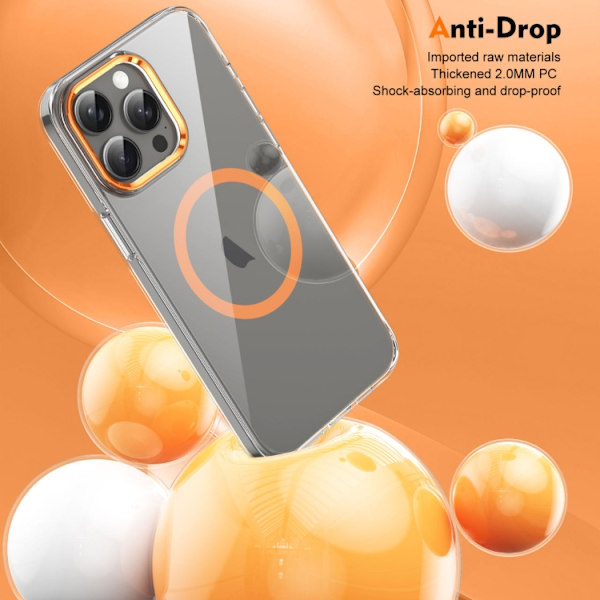 iPhone 16 Pro Max Ice Feel HD Transparent MagSafe PC Full Coverage Skal Orange