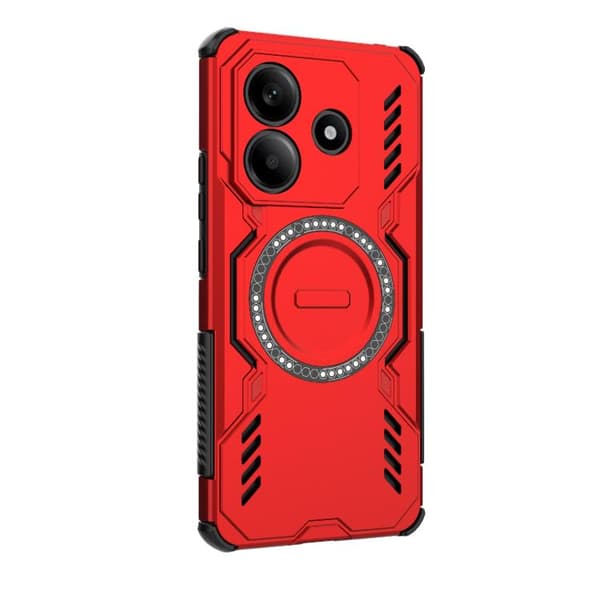 Redmi Note 14 5G - Global Butterfly Armor MagSafe Magnetisk Ring Stötsäker Mobilskal Röd