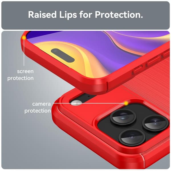 iPhone 18 Pro Max / iPhone 17 Pro Max Skal - Borstad Textur av Kolfiber TPU Röd