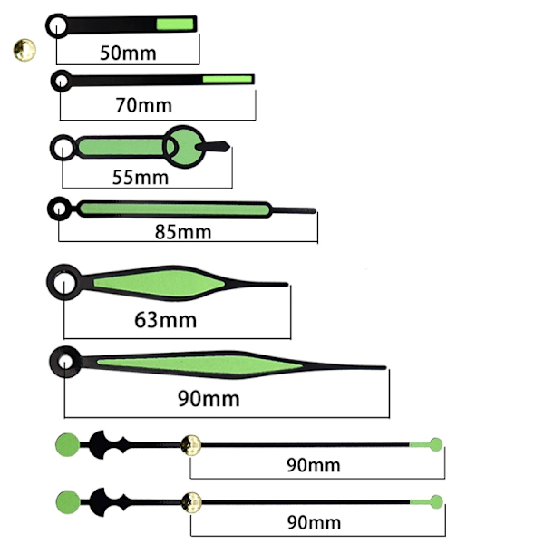 Kvartsurverk med tyst rörelse, axellängd 18,5 mm + självlysande visare, DIY-kit, specifikation: Rörelse+616