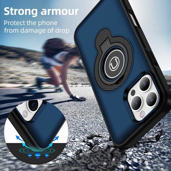iPhone 16 Pro Ring Holder Magnetisk Skal Blå