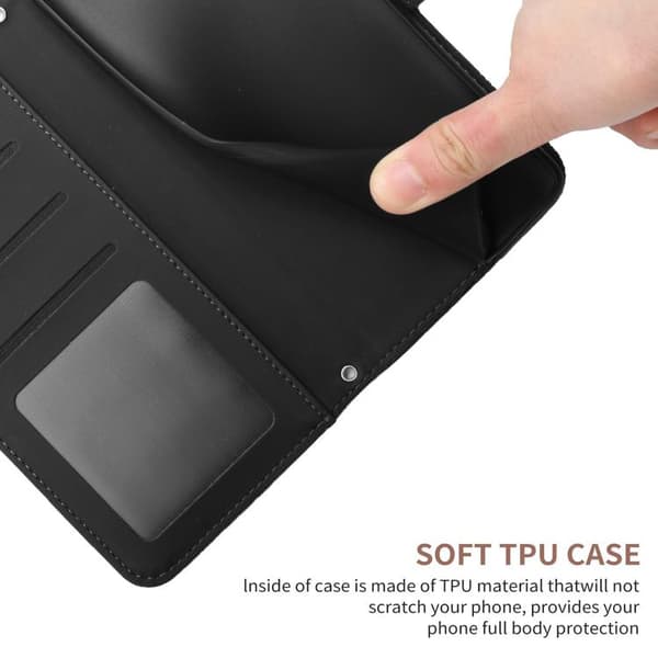 iPhone 18 Pro Max / iPhone 17 Pro Max Skal läderfodral med fjärilsprägling och flip-design Svart