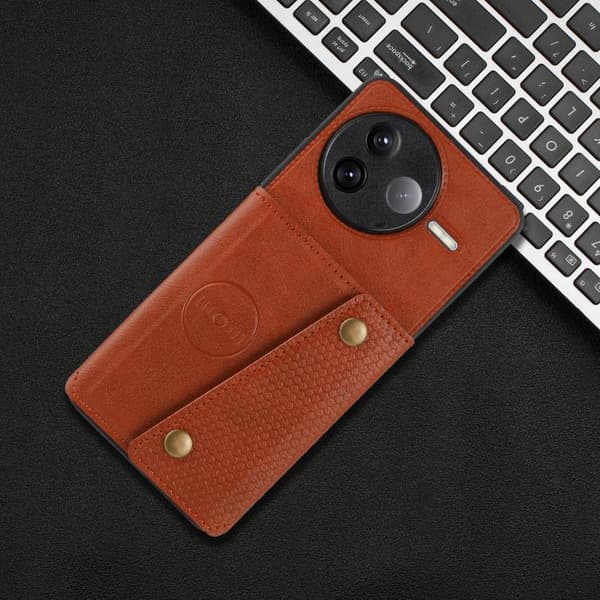 Redmi K80 - Dubbelspänne Kortfack Magnetiskt Mobilskal Brun