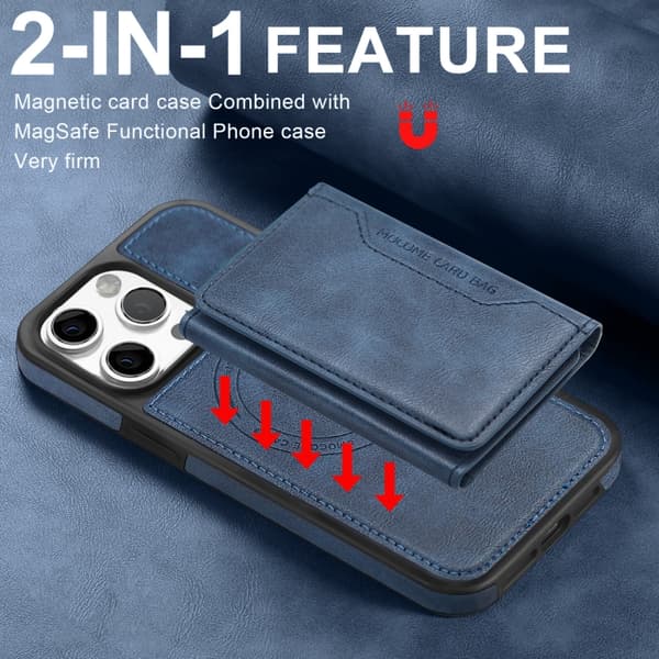 iPhone 16 Pro Max Skal med Multi-funktionell MagSafe Kortficka Blå