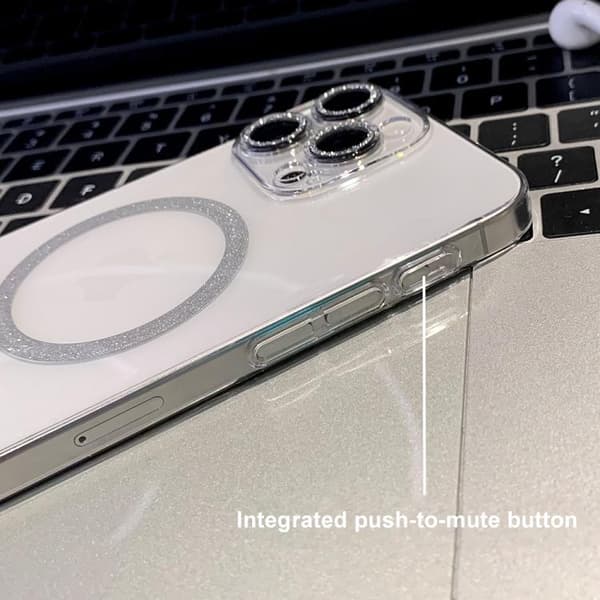 iPhone 16 Pro Glitter Magnetisk Ring Transparent MagSafe Skal