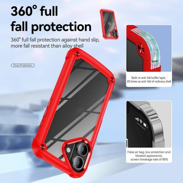 iPhone 17 Skal med TPU + PC Linsskydd Röd