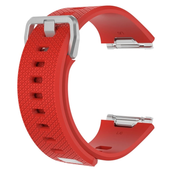 För Fitbit Ionic Herringbone Texture Silicone Watch Band med spänne Red S
