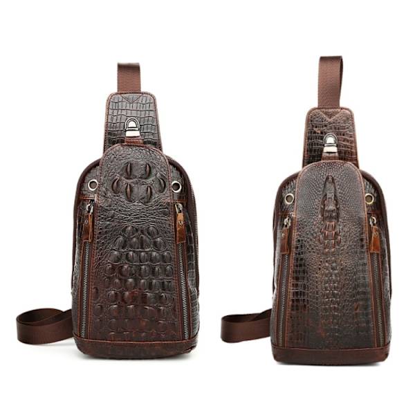 1313 Herrmode Läder Krokodil Textur En-Axlad Crossbody Bröstväska Krokodilmönster