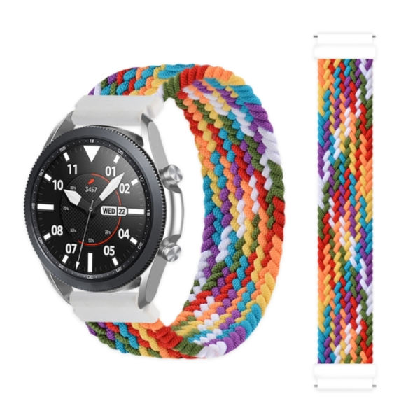 För Garmin Vivoactive 3 Justerbar Nylon flätad Elasticity Watch Band Rainbow 165mm