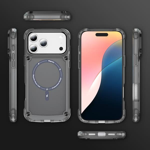 iPhone 18 Pro Max / iPhone 17 Pro Max Skal - TPU + PC med MagSafe Magnetisk Transparent svart
