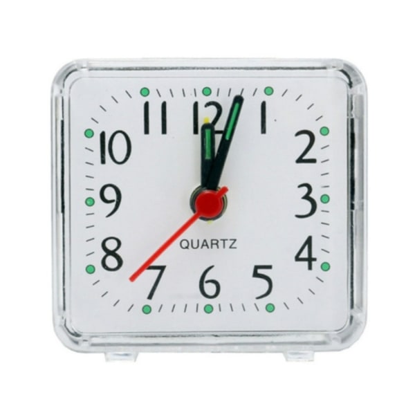 Kvadratisk väckarklocka transparent fodral kompakt digital mini sovrum sängbordskontor elektronisk klocka (vit)