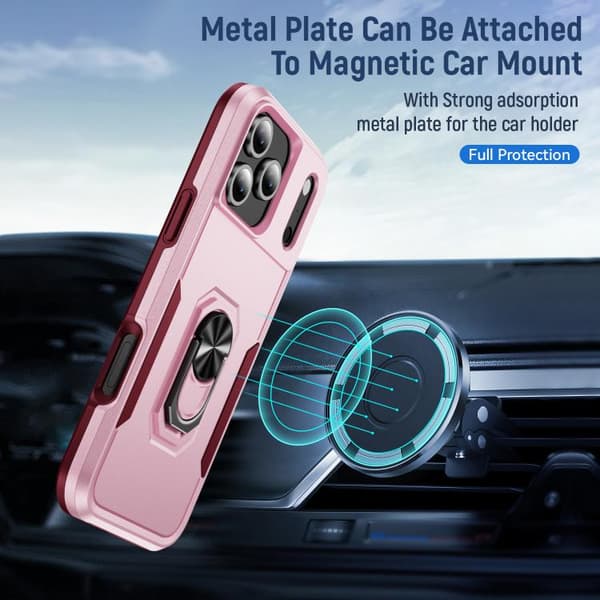 iPhone 18 Pro Max / iPhone 17 Pro Max Skal Pioneer Armor Heavy Duty PC + TPU med Hållare Rosa + Rosröd