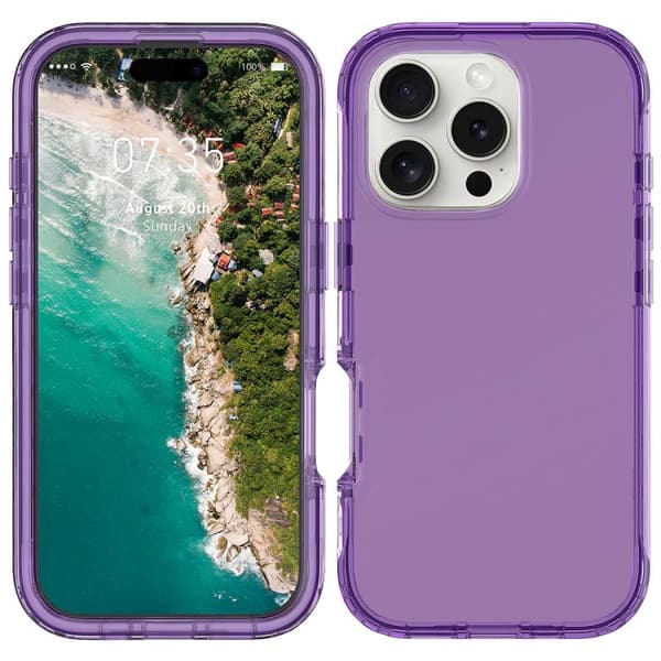 iPhone 16 Pro Max Shockproof Klar Gradient PC + TPU Skal Purpur