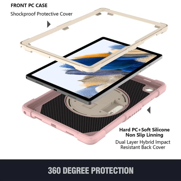 Samsung Galaxy Tab A8 10.5 (2021) Rotationsskydd i silikon + PC Roséguld