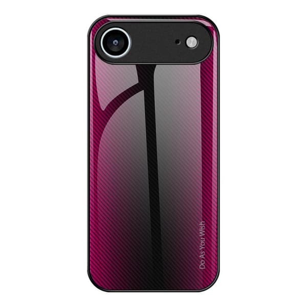 iPhone 17 Air Skal med Textur och Gradient - Glas TPU Rosröd
